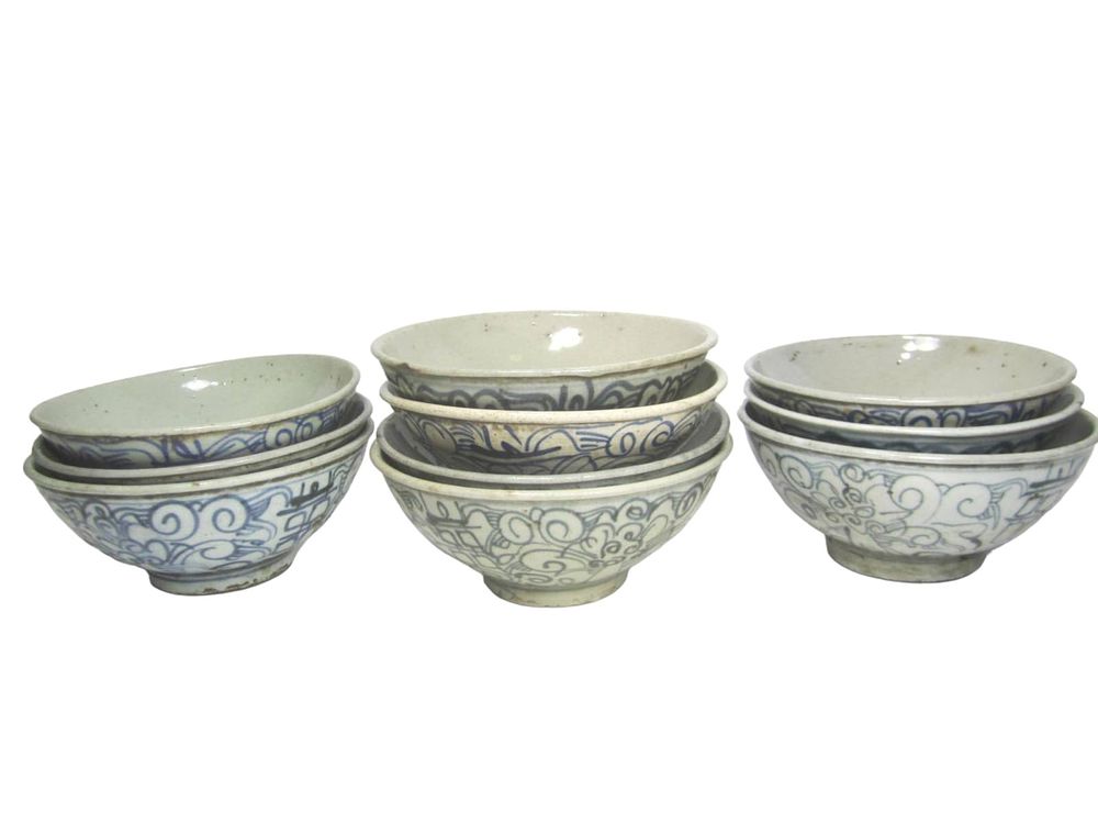 Lot 380: Lot of Ten Chinese Blue & White Bowls