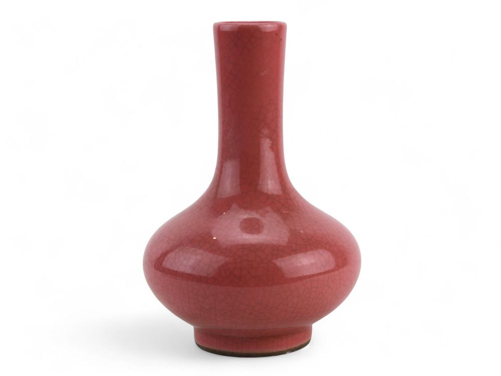 Lot 391: Chinese Langyao Red Crackle-Glazed Bottle Vase