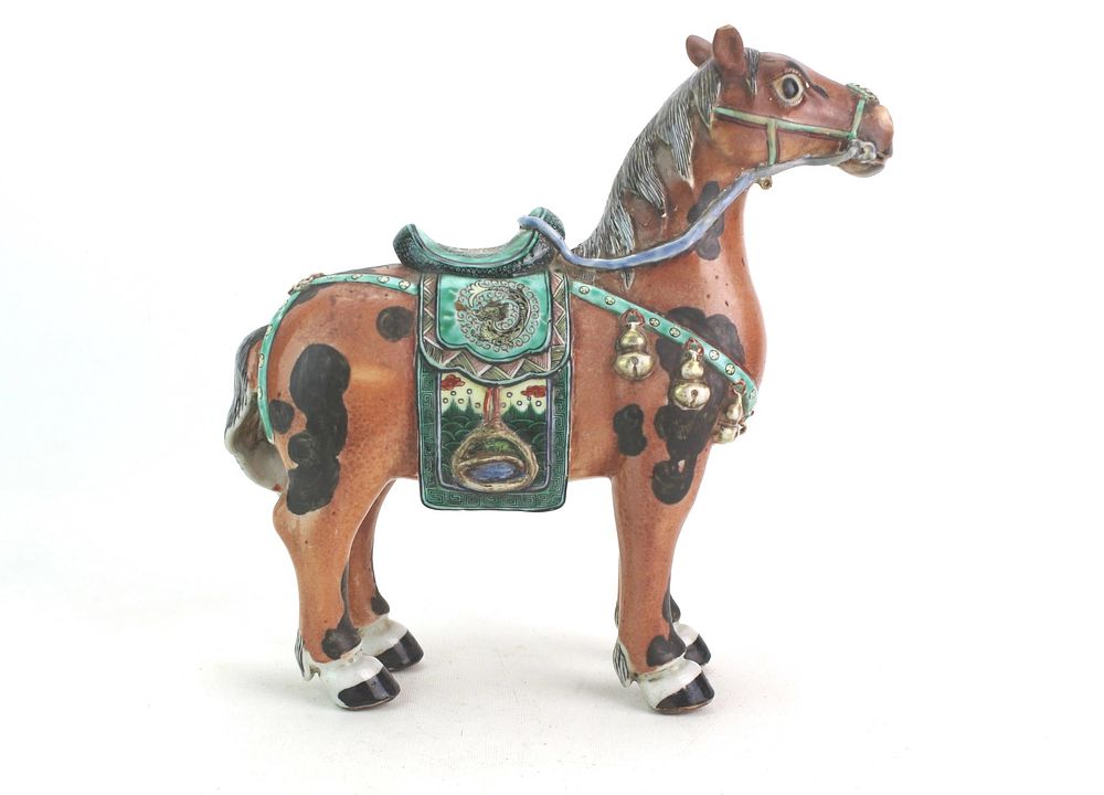Lot 408: Chinese Famille Rose Porcelain Horse Figure