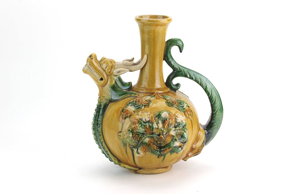Lot 432: Chinese Sancai Glazed Dragon Ewer