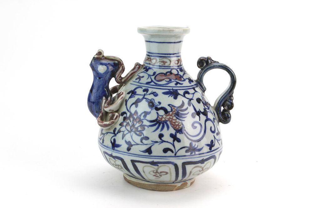 Lot 433: Chinese B/W Red Underglaze Ewer