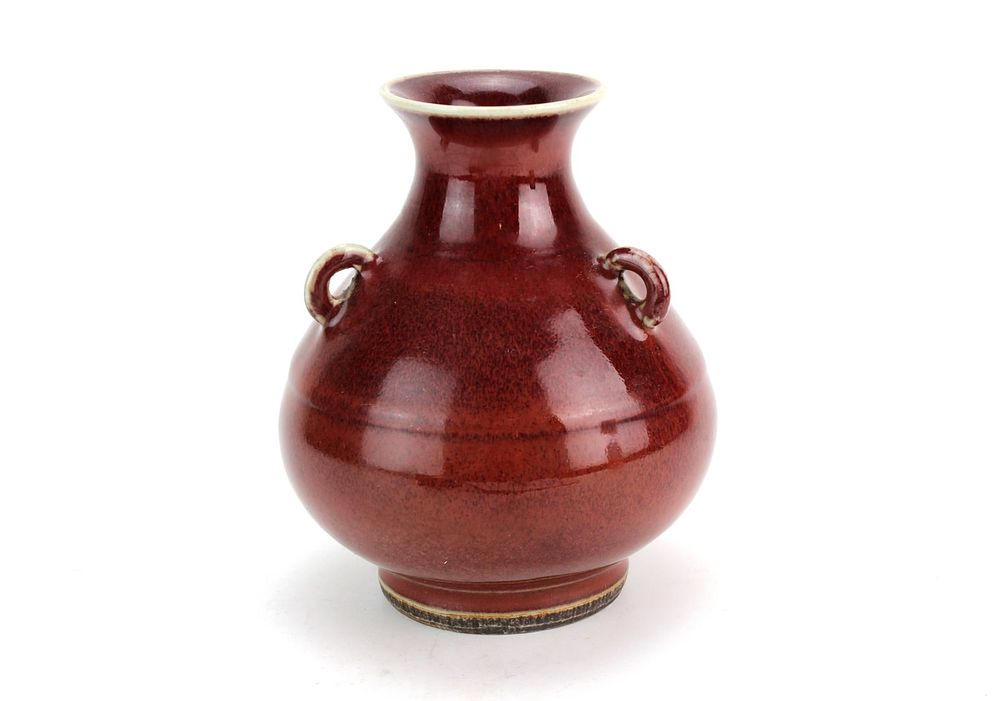 Lot 437: Chinese Sang de Boeuf Triple Handles Vase