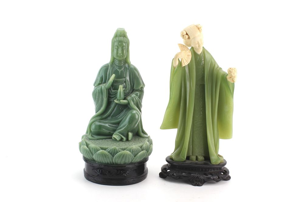 Lot 439: Pair Green Resin Figurines