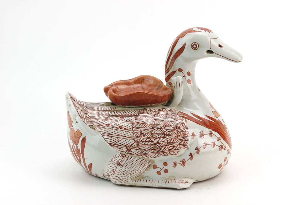Lot 441: Chinese Red Decor Duck Figurine