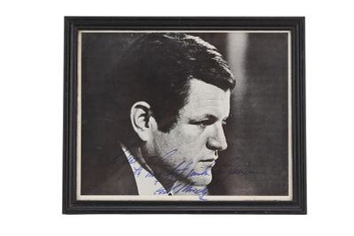 Signed Edward Kennedy Photo. Black-and-white profile photograph of Edward ?Ted? Kennedy 