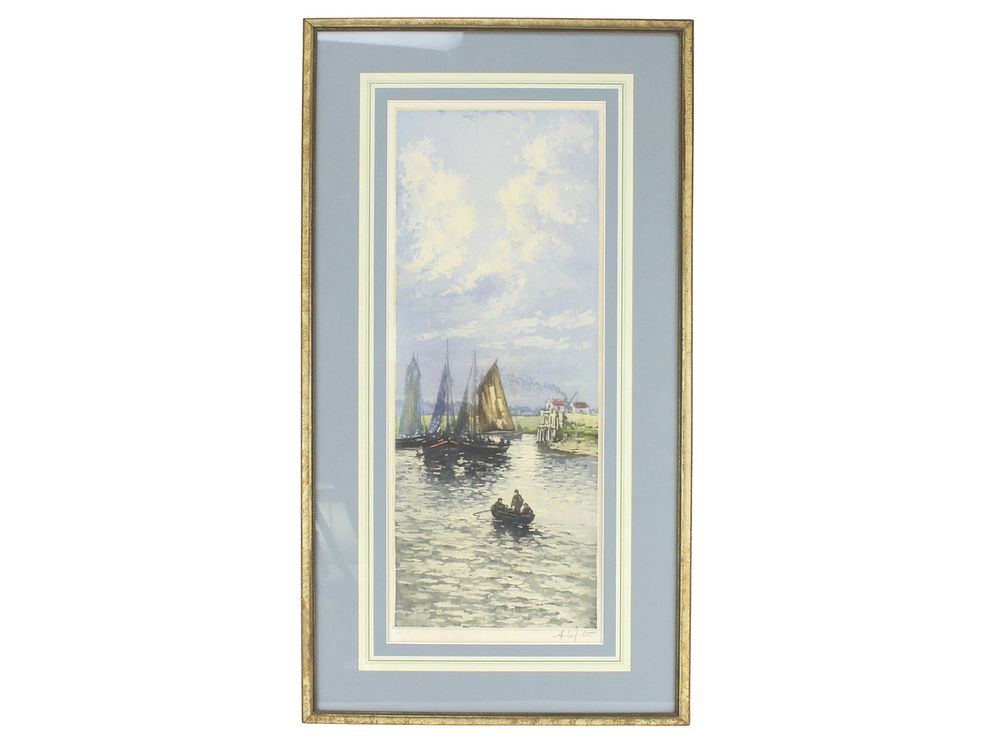 Lot 473: A. Lafitte, Harbor Scenes, Color Etching