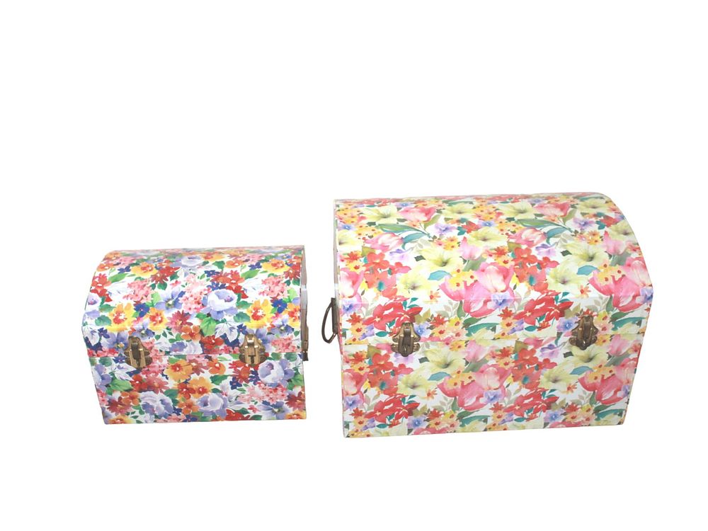 Lot 483: Set of Two Floral-Print Storage Trunks
