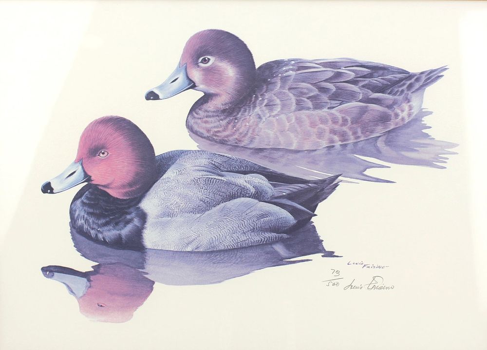 Lot 500: Louis Frisino,Redhead Duck Pair, Signed Lithograph