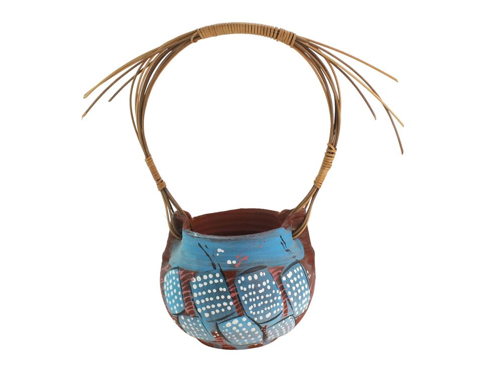 Lot 549: Signed Handcrafted Southwest-Style Ceramic Basket