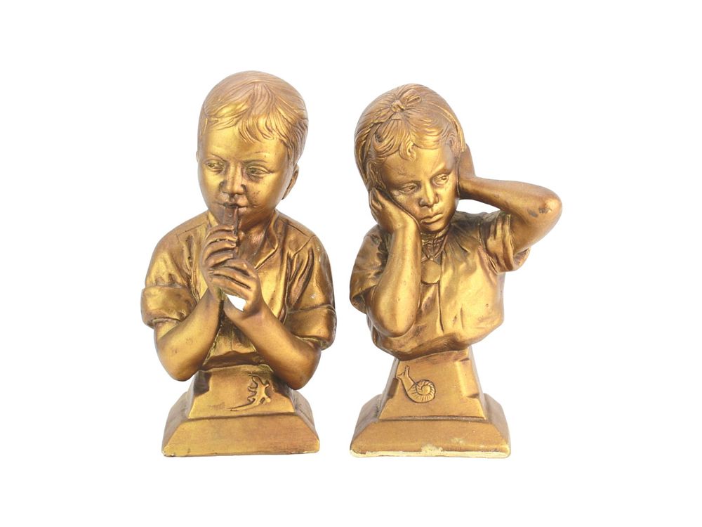 Lot 553: Pair of Vintage Esco Figural Busts ? Boy and Girl