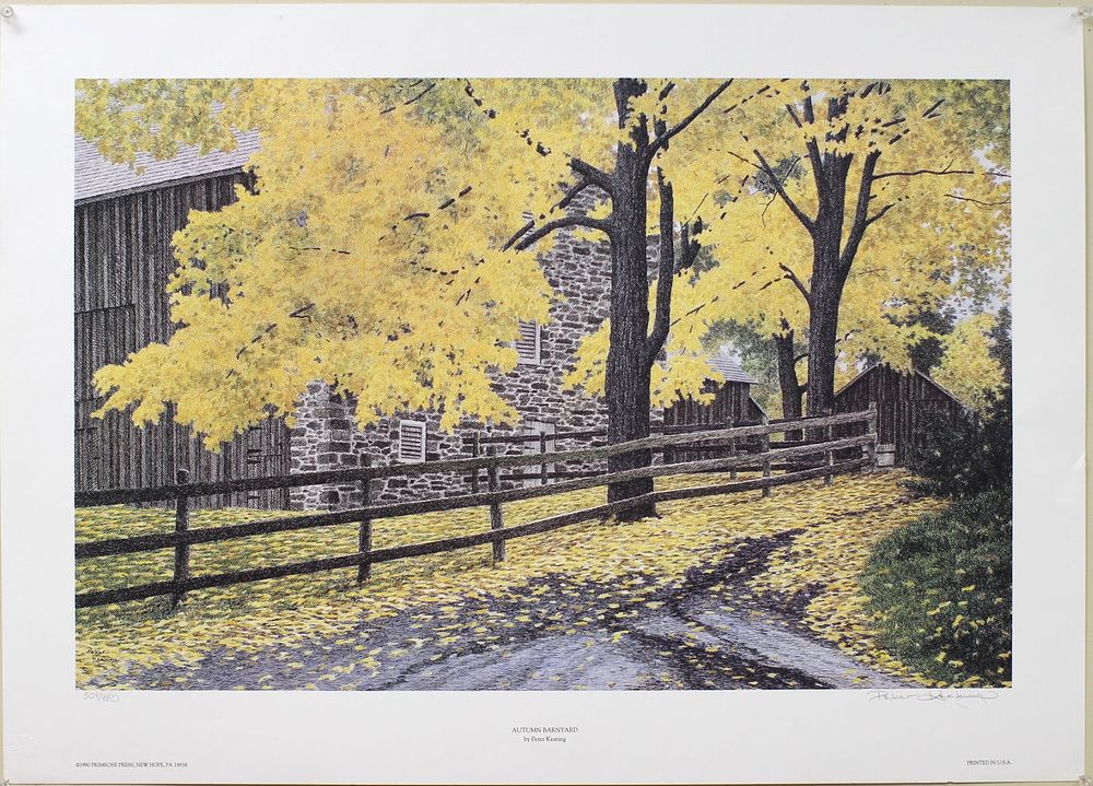 Lot 581: Peter Keating, "Autumn Barnyard", Signed Print
