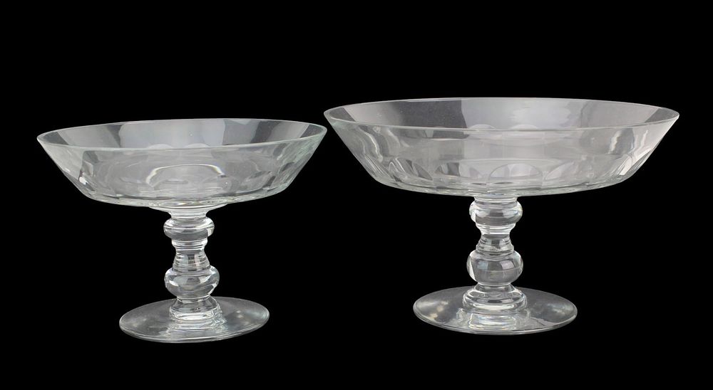 Lot 599: Pair of Clear Glass High Foot  Bowls