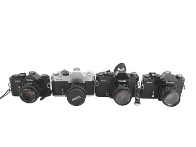 Four Vivitar 35mm SLR Cameras. Including Vivitar XV-2, c1978; Vivitar 450/SLD, c1975; Vivitar 