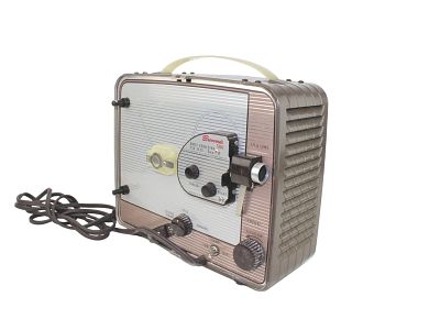 Kodak Brownie 500 Model-A 8 mm movie projector. 11 X 10 X 6 1/2 in.. 11.7 lbs.