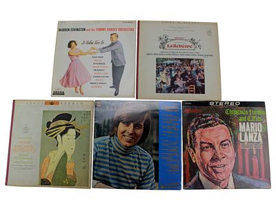 Five 12-inch Vinyl Audio Records. Including: 1) DECCA Records, Warren Covington and the Tommy 