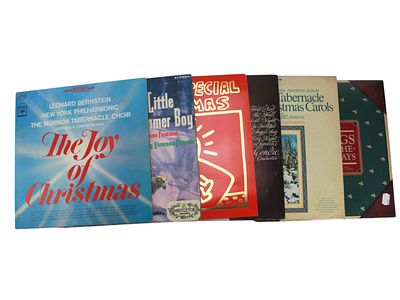 Six Christmas Music 12-inch Vinyl Records. Including: 1) The Joy of Christmas, Leonard Bernstein 