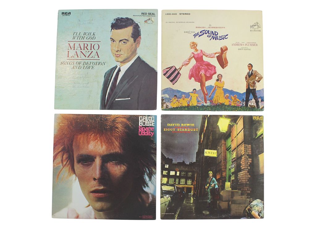 Lot 41: Set of 4 Iconic Vinyl Records–Bowie, Lanza & More