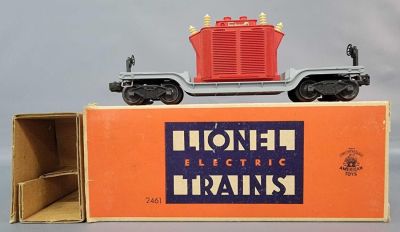 Postwar Lionel O gauge 2461 transformer car in original box with insert, unlettered frame C8. 