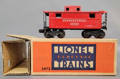 Postwar Lionel O gauge 2472 Pennsylvania N5 caboose in original box with insert. Body looks 