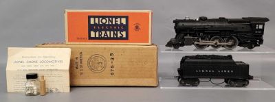 Postwar Lionel O gauge 675 and 2466WX steam loco and tender in original boxes with inserts 