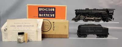 Postwar Lionel O gauge 2025 and 2466WX steam loco and tender in original boxes with inserts and 