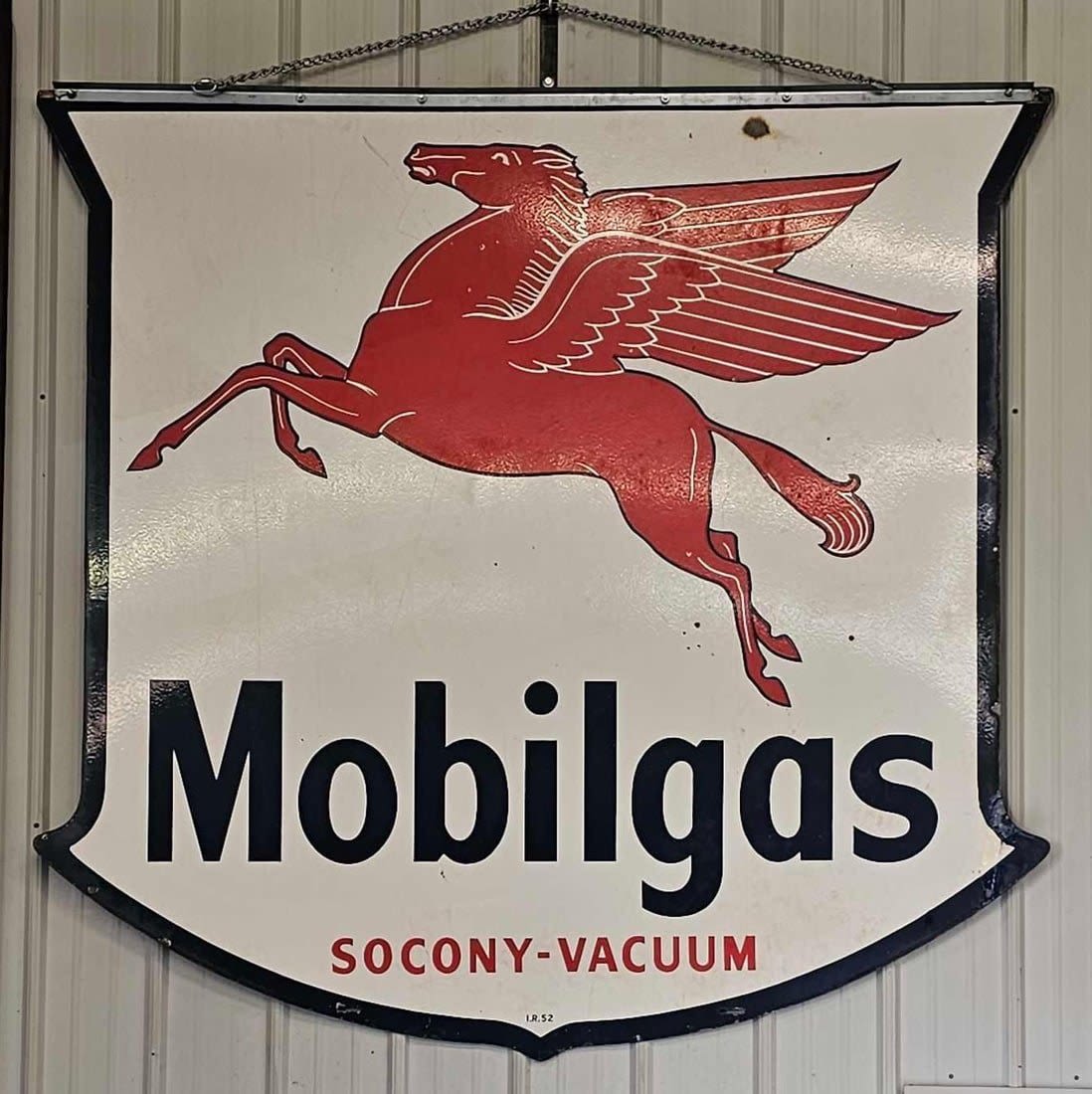 Lot 34 - Huge Mobilgas two sided Pegasus porcelain sign | Toys