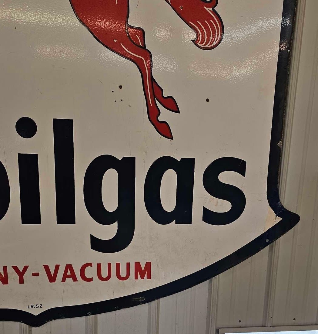 Lot 34 - Huge Mobilgas two sided Pegasus porcelain sign | Toys