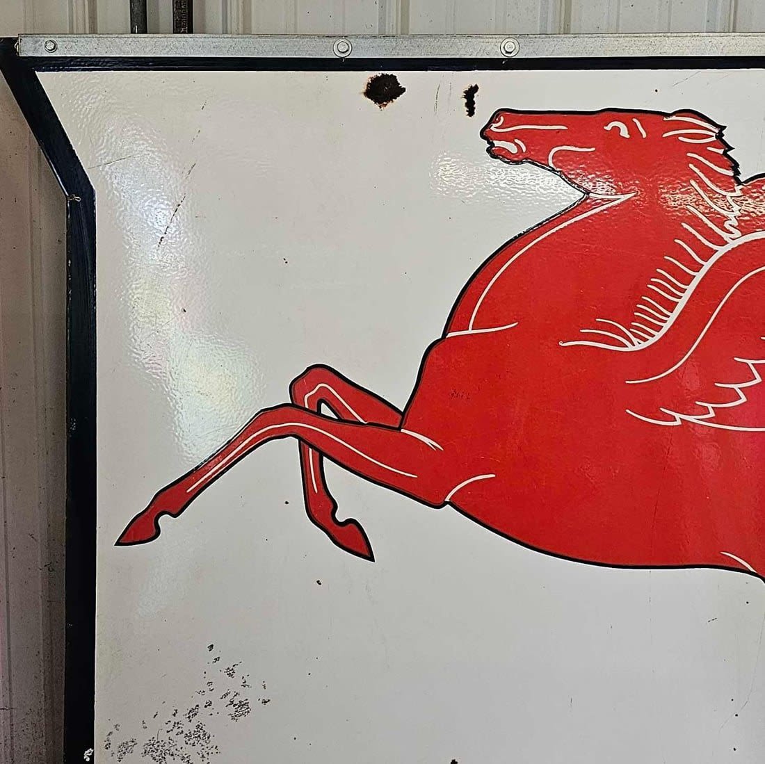 Lot 34 - Huge Mobilgas two sided Pegasus porcelain sign | Toys