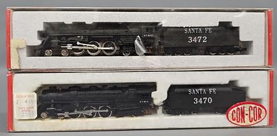 Lot 34 - Two Con-Cor Kato N Scale Santa Fe 4-6-4 Hudson steam