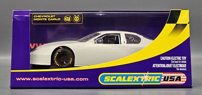 Scalextric 1/32 NASCAR Plain White Chevy Monte Carlo Slot Car in Original Box, the car is unrun 