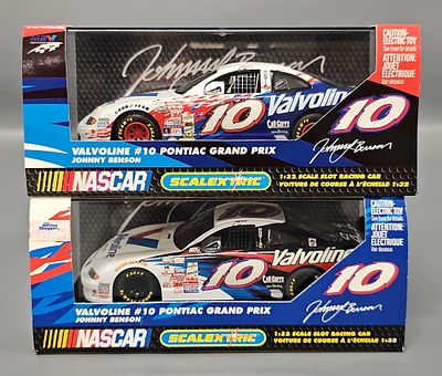 Two different Scalextric 1/32 NASCAR Johnny Benson Valvoline Pontiac Grand Prix Slot Cars in 