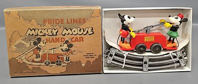 Pride Lines 1100 Mickey Mouse Hand Car with Red Base in Original Box, C9 in an excellent 
