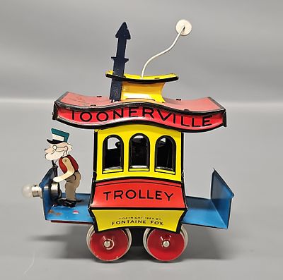 C&M Richart Toonerville Trolley, runs on O gauge track. Has some paint issues on the roof as 