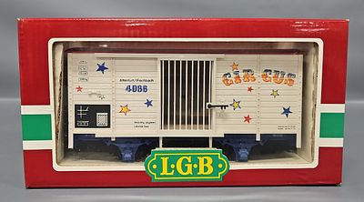 LGB 4036 Circus Animal Car in Original Boxes, featuring a circus animal transport design. The 