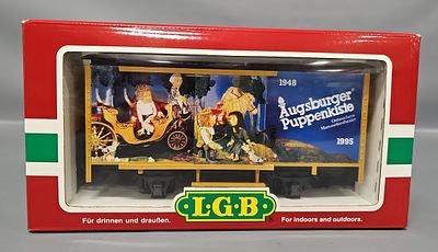 LGB G Gauge 44353 Augsburger Puppenkiste Boxcar in Original Box, featuring Augsburger 