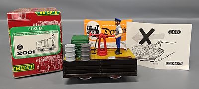 LGB G Gauge 2001 Handcar with Figure in Original Box featuring a railway worker figure, green 