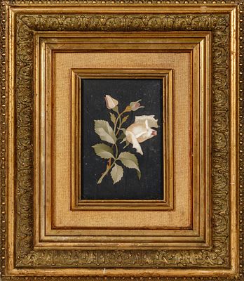 Флорентийская мозаика. Италия. XIX в. Основание - черный мрамор. Мозаика из полудрагоценных 