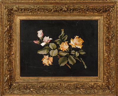 Флорентийская мозаика. Италия. XIX в. Основание - черный мрамор. Мозаика из полудрагоценных 