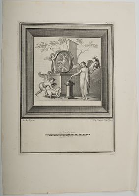 Н.х. "Победа приносит жертву Афине". Вт. пол. XIX в. Бумага, гравюра на металле. 47,2х33,4 см.