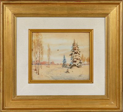 Дилакторский Сергей Александрович. Зимний пейзаж. Кон. XIX-нач. XX века. Бумага на картоне 