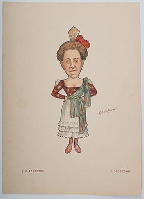 Братья Николай Густавович и Сергей Густавович Легаты. Карикатура. &laquo;Е.Н. Сазонова&raquo;. Лист из 