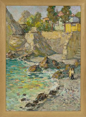 Грачев Михаил Фролович. “Домик на морском берегу в Гурзуфе”. 1972. Картон, масло. 70х50 см. 