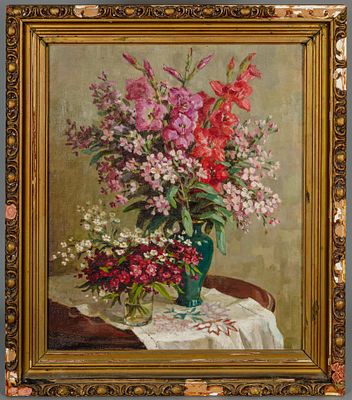 В. Губанова Натюрморт с гладиолусами. СССР, 1953. Холст, масло. Подпись художника на обороте. 