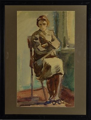 Шмидт Александр Владимирович. Женский портрет. 1950-1960-е. Бумага, акварель. В свету: 44х26 