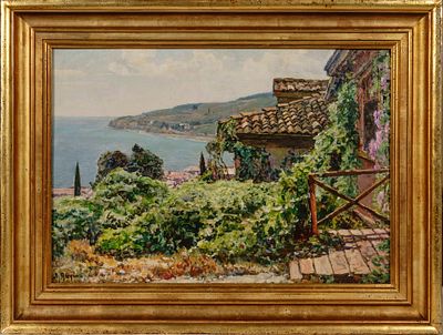 Януш Леонид Борисович. "Крым". 1956. Картон, масло. 36х51,5 см. В деревянной раме: 49х64,5 см. 