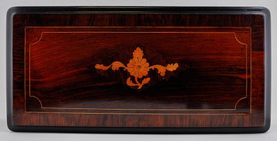 Шкатулка для писем. Россия. Кон. XIX - нач. XX века. Дерево, маркетри. 42,5х20,5х14,5 см. В 