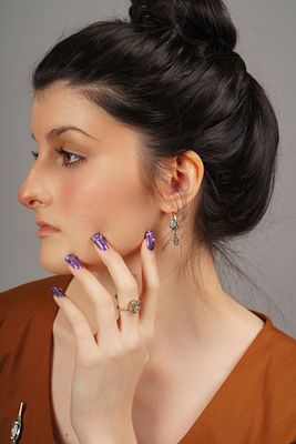 Серьги периода НЭПа. СССР. 1920-е. Золото 583, бриллианты. Вес - 5,1 г. Вес - 5,1 г. Футляр - 