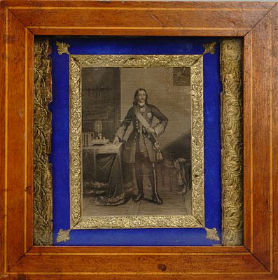 Гравюра. Петр Великий.1830-е. Бумага, офорт. Паспарту с тиснением из фольги. В свету: 11,3х8,5 