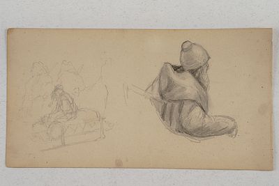 [Передвижники] Милорадович Сергей Дмитриевич. Эскизы к картине "Священнослужитель в кресле". 1890-е.