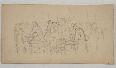 Милорадович Сергей Дмитриевич. Эскиз к картине "Суд над патриархом Никоном". 1890-е. Бумага 